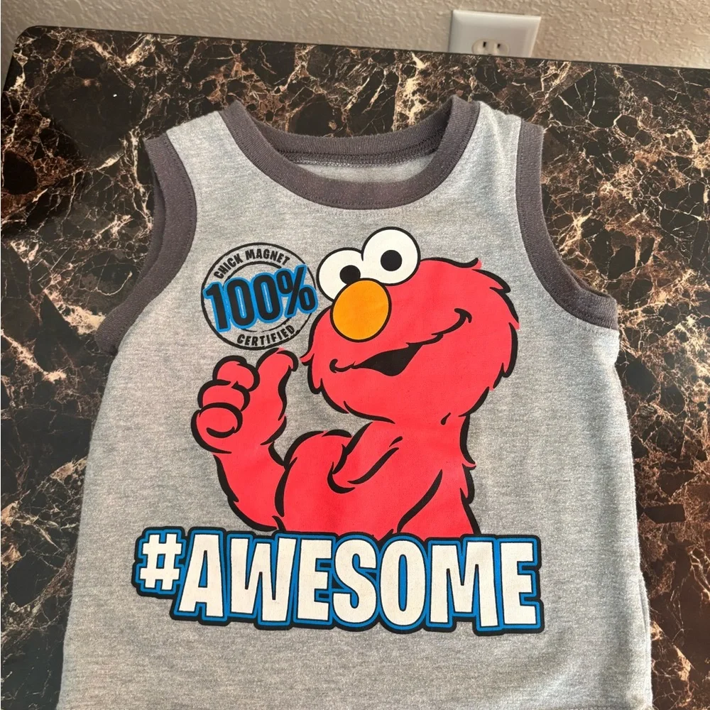 Elmo‎ Tank Top and Plaid Shorts Set